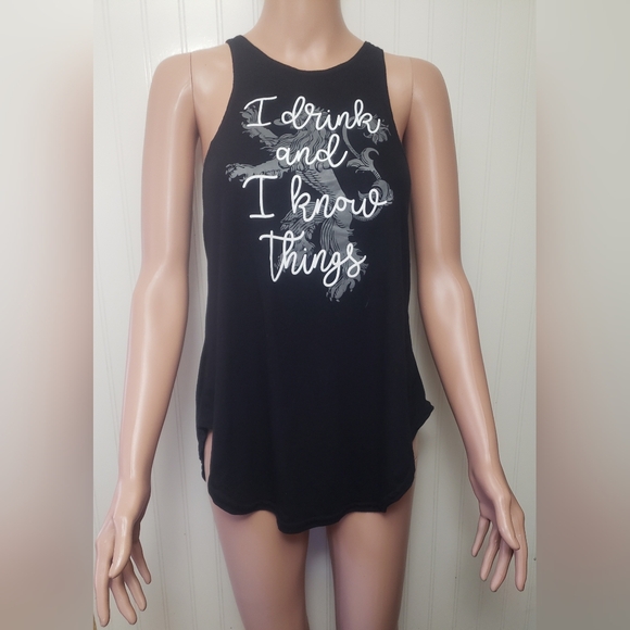 Black and White HBO Game of Thrones "I Drink and I Know Things" Tank Top… - Picture 2 of 9